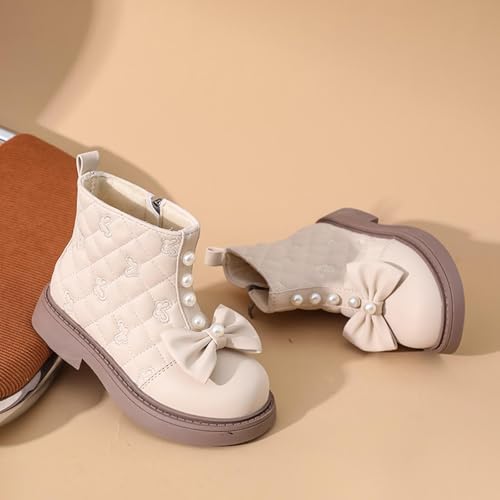 Girls Ankle Boots with Bow Lace Up Combat Booties Casual Fashion Party Dress Up Shoes Non Slip Outdoor Footwear3