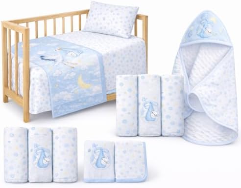 Kit Enxoval Bebê 12 Peças Completo com Cueiros, Toalha de Banho S...