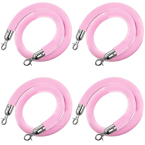 Hrokz Corda de Suporte de Veludo de 5 Pés Rosa, Barreira de Fila de Segurança de Corda de Controle d