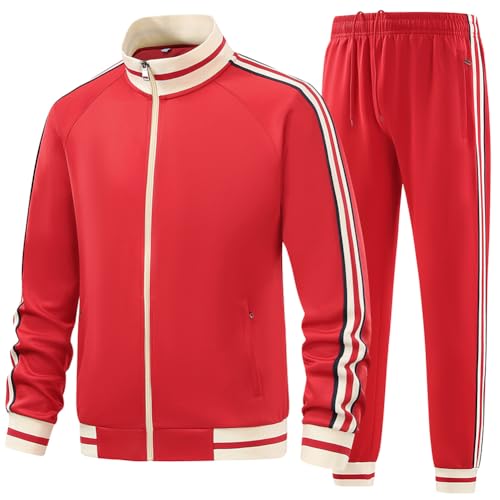 Men Tracksuits 2 Piece Outfits Long Sleeve Full Zip Sports Set Stand Up Collar Jackets and Pants Running Sweatsuit3