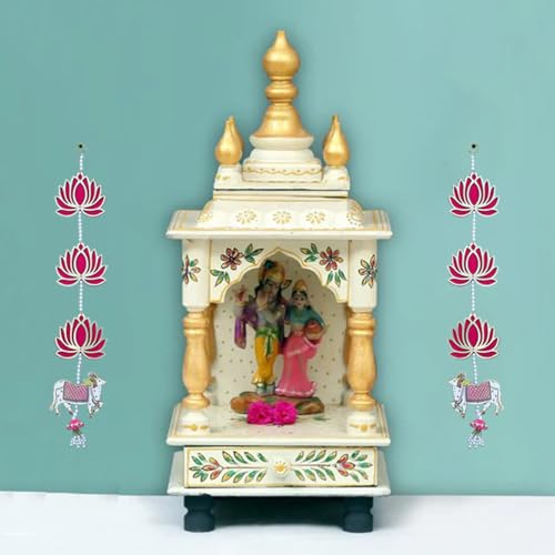 Image of Saugat Traders Handmade Lotus with Cow Hanging for Decoration | Diwali Puja | Wall Hangings for Home Decor, Temple, Mandir Backdrop Main Door Entrance | 23 Inch Each