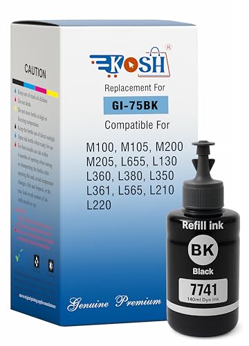 Image of KOSH T7741 /774 Pigment Black Ink Refill Bottle Compatible for M100, M105, M200, M205, L655, L130, L360, L380, L350, L361, L565, L210, L220 Printers