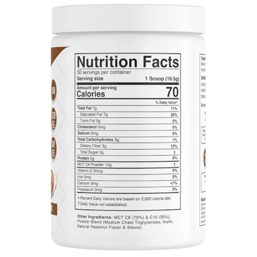 Divine Health Dr. Colbert MD MCT Oil Powder | Hazelnut Flavor Recommended in The Keto Zone Diet Book | 70% C8 | 30% C10 | 0 Net Carbs | Alternative to Coffee Creamer | 315g - Thumbnail 2