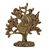 Bronze Madonna and Child Statue Resin Tree of Life Figurine Catholic Christian Home Decor Mother Mary Baby Jesus Religious Gift Nativity Ornament Spiritual Sculpture for Christmas Easter Prayer Room