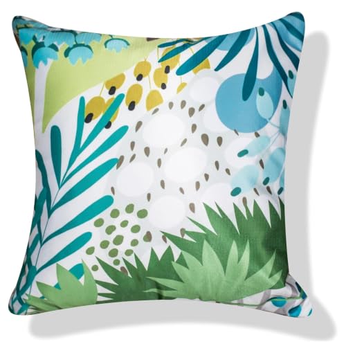 Image of Decorative Satin Sofa Cushion Covers Set of 5, 16 x 16 Inches, Multicolor Floral Printed Pillow Covers for Living Room, Bedroom, Couch & Sofa, Soft Glossy Fabric, Zipper Closure