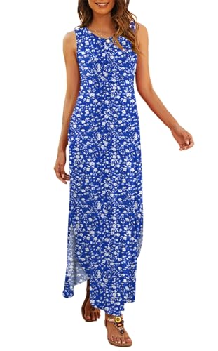 Image of Hount Women's Casual Summer Sleeveless Dress Loose Split Maxi Dresses with Pockets