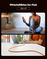 INIU 240W USB C Kabel, [2Pack, Orange, 2m] PD Schnellladekabel USB C auf USB C, Nylon Geflochten Ladekabel USBC Ladegerät für 17 16 Pro Max Samsung Galaxy S25 S24 Pixel 10 iPad MacBook Air etc. – Ansicht 7