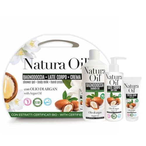 Suarez Natura Oil Kit Olio Di Argan Confezione Regalo Bagnodoccia 400Ml Latte Corpo 200Ml Crema Mani 75Ml