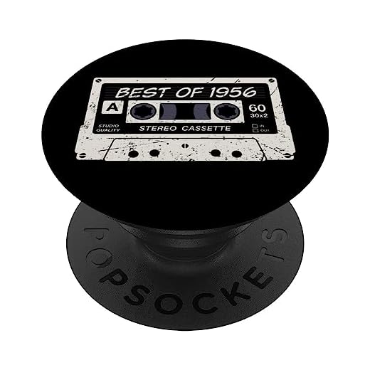 Mixtape Cumpleaños Lo mejor de 1956 Retro Vintage Cassette PopSockets PopGrip Intercambiable