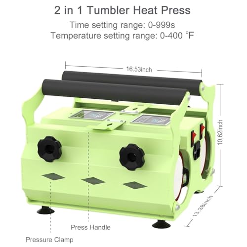 Prensa de calor doble para tazas 11oz-30oz con control LCD miniatura 7