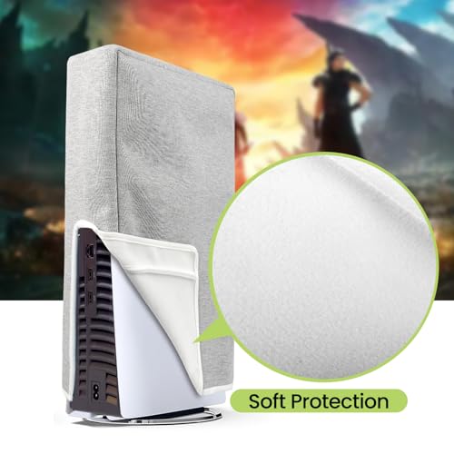 Raryars Dust Cover for PS5 Pro Dust Protector Custom Designed for Playstation 5 Pro Console Disc Edition & Digital Edition with Thick Cotton Precision Cut Easy Access Cable Port(Vertical Position) by Raryars - Used condition - Image 4