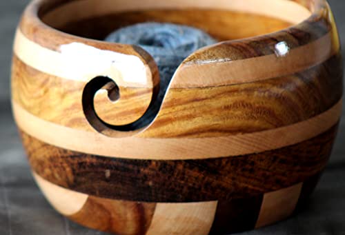 Image of Rosewood Yarn Storage Bowl for Knitting & Crocheting, Wooden Knitting Yarn Bowl Handcrafted, Wooden Yarn Storage Bowl Yarn Holder Best Gift Idea for Knitters