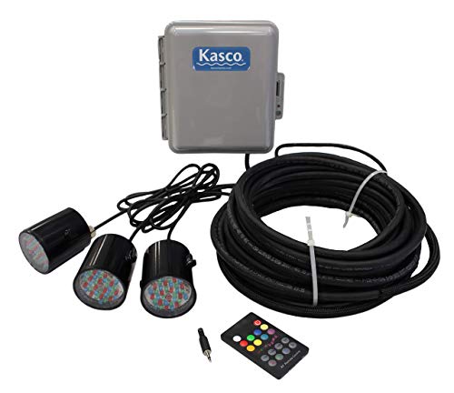 Kasco 1HP J Series Decorative RGB Fountain - 120V with 100 Ft Electric Power Cord | RGB LED Lighting | Efficient Pond Aerator Outdoor Fountain
