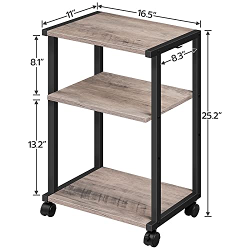 Hoobro Mobile Printer Stand, 3-Tier Printer Cart Under Desk With Storage, Industrial Adjustable Rolling Cart, Sturdy Little Table On Wheels For Home Office Bg28Ps01 #TOP6