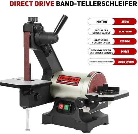 Bild 2 - BUCKTOOL 250W Bandschleifer & Schleifscheibe Kombi, 25.4x762mm Band und 150mm Scheibe, bandschleifmaschine metall