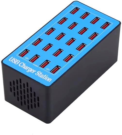 20 Port USB Şarj İstasyonu, 100W, 5V/20A Çıkış, Masaüstü Çoklu Şarj Ünitesi, Aşırı Akım Korumalı