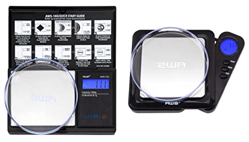 American Weigh Scales Powerhouse Combo of AWS-1KG and Blade-1KG Pocket Scales - Black - 1000g x 0.1g (AWS 2-in-1 Gift Set)