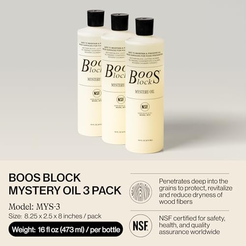 Image of John Boos 3-Pack Mystery Oil, Food-Grade Care Set, 16 oz - All-Natural Maintenance Formula for Butcher Blocks, Cutting Boards, Wooden Countertops & Wood Culinary Utensils