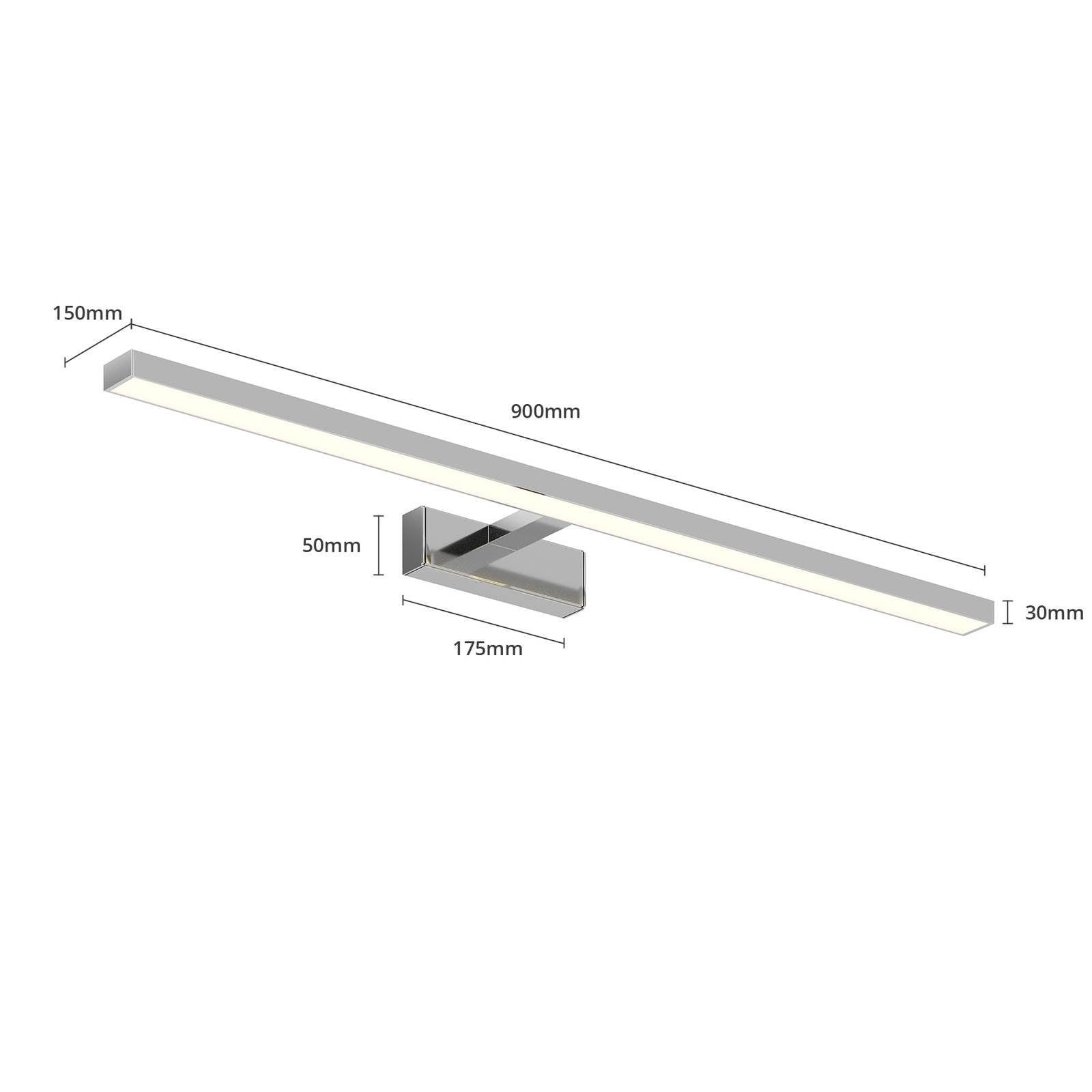Lindby LED Wandleuchte, Wandlampe Bad Jukka (spritzwassergeschützt (Modern) in Chrom aus Aluminium (1 flammig) - Wandleuchten Spiegelleuchte Badezimmer Wandbeleuchtung Badezimmerleuchte