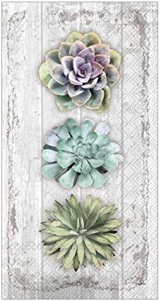 Boston International Disposable Hand Towels, Decorative Paper Guest Towels for Bathroom or Paper Napkins Dinner Napkins Succulents Cactus Decor Pak 32