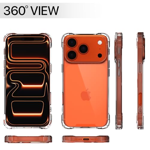 Image of Pikkme Back Cover for iPhone 17 Pro PC + TPU Clear Transparent Raised Edges Shockproof Protective Phone Bumper Case(Transparent)