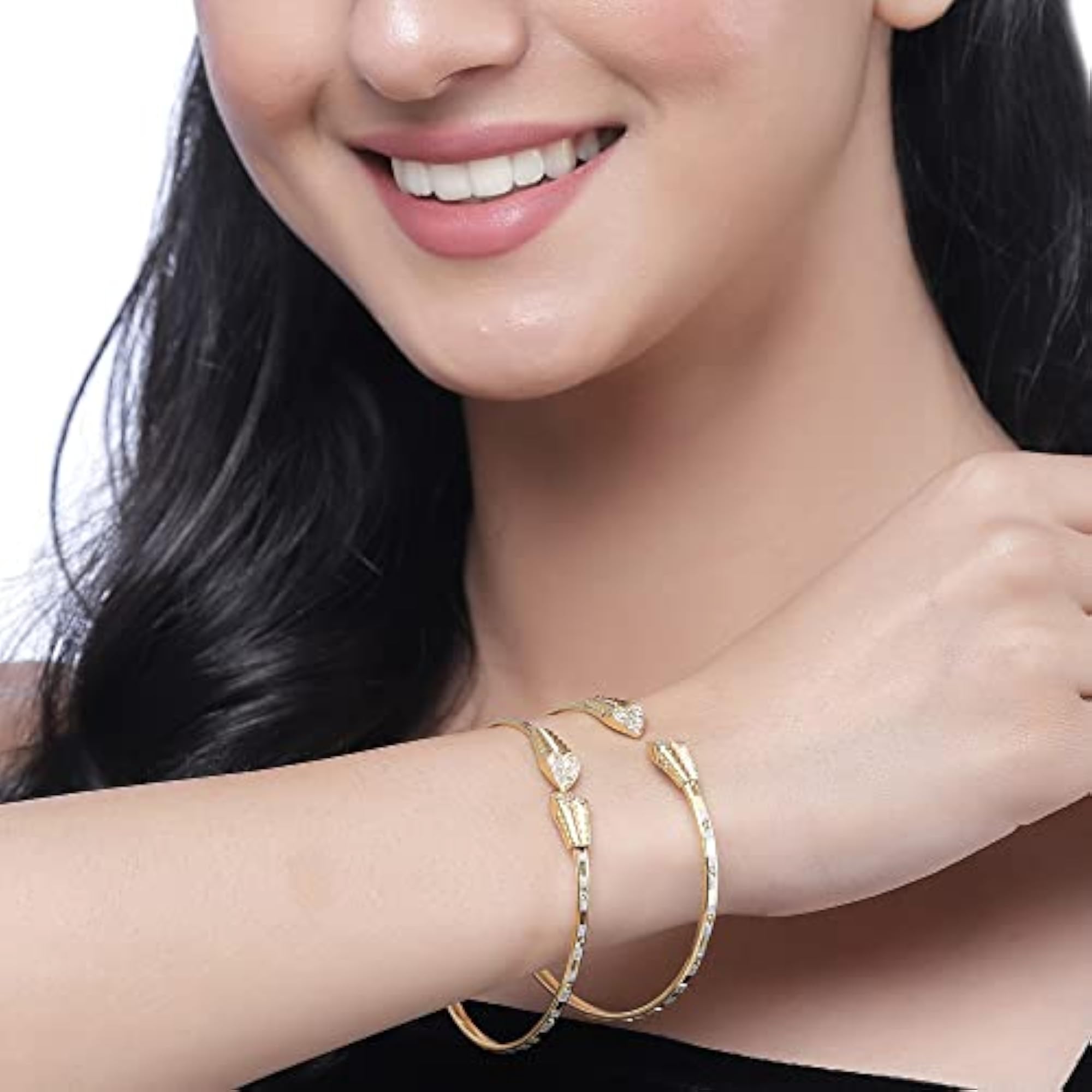 Gold-Plated American Diamond Bangle Bracelet