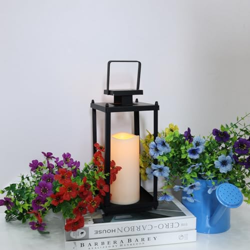 Image of NEEDOMO Lanterns Decorative Indoor& Outdoor, 13.4 inch Metal Tabletop Decor Lantern for Patio Home, Candle Holders for Home Kitchen Coffee Table Livinig Room Decor