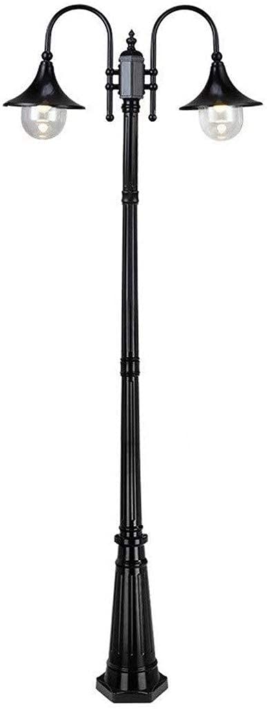 QUSYZD Lamp Post Lights Outdoor,High Pole Street Lights,Fixture and Pole,Post Outdoor Light,2 Light Downlight Lamp,Waterproof Gate Lantern Ip54 E27, Aluminum Alloy External Par,2.3M