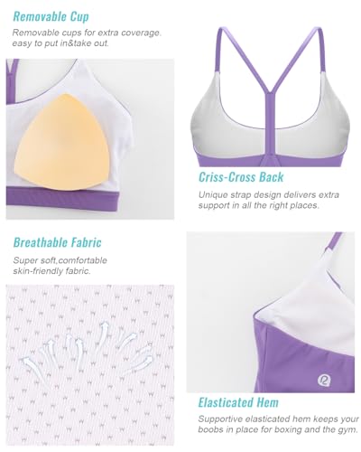 Image of RUNNING GIRL Sports Bras for Women,Y-Back Medium Support Workout Sports Bra Padded Racerback Supportive Bras Push up(WX3048 Purple L)