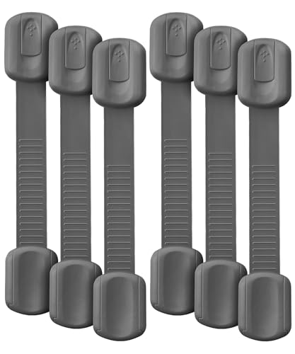 Image of Bates- Child Safety Strap Locks, 6 Pack, Gray, Baby Cabinet Locks