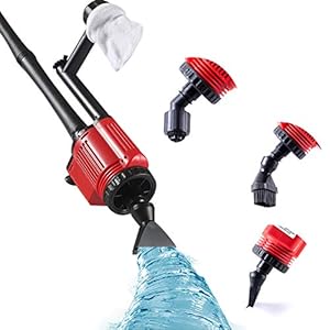 Pulitore elettrico aggiornato per ghiaia per acquario, estrattore di fanghi 6 in 1, sifone per serbatoio, cambio d’acqua, pulitore per sabbia, sifone da 47 a 114 cm, 28 W, 1800 l/h
