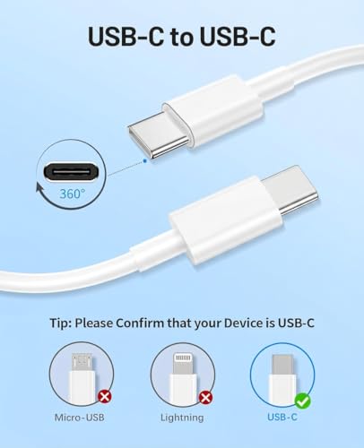 Image of 15FT USB C to USB C Cable, USBC to USBC Fast Charger Cord, Extra Long Type C to Type C Fast Charging Cable for iPhone 17 air 16 15 Pro Max Plus,Galaxy S26 /S25 /S24,iPad Pro /Air,MacBook Pro /Air-2Pack