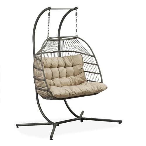 Garden Store Direct Single or Double Folding Hanging Cocoon Egg Chair Swing Seat - Indoor or Outdoor...