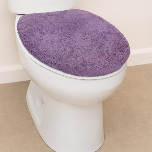 Home Weavers Waterford Collection 100% Cotton Tufted Bath Rug, Extra Soft and Absorbent Bath Rugs, Non-Slip Bath Mats, Machine Washable Bath Rugs for Bathroom, 18"x18" Toilet Lid Cover, Purple