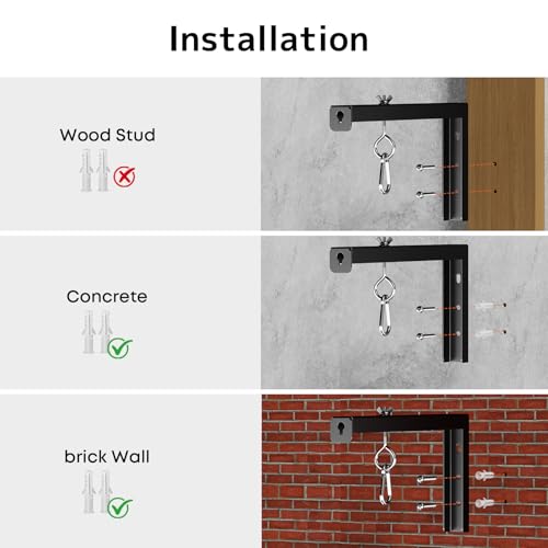 PUTORSEN Universal Projector Screen Ceiling Mount L-Brackets, Wall Hanging Mount 12 inch Adjustable Extension with Hook Kit, Hold up to 80 lbs, for Home Projector and Movie Screens, Black