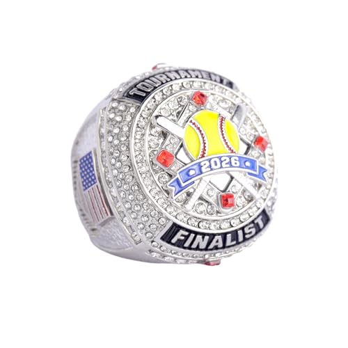 Image of 2 pcs Pack or 12 pcs Pack Softball Championship Trophy Ring Award Gift for Tournament Champion Team palyers Awards Trophy on Side Size 9.5