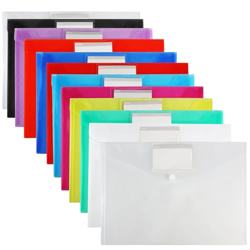 Solinorex 12 Piezas Carpetas Plastico A4 - Carpetas Archivadoras, Portafolios A4 Plastico para Llevar al colegio Oficina y en Casa