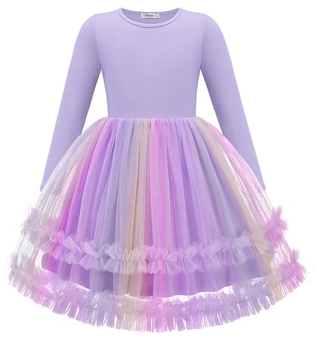 Arshiner Girls Tutu Dresses Toddler Fall Winter Long Sleeve Fluffy Tulle Party Dress for Kids 3-8Y