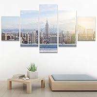 SIGNWIN 5 Panel Canvas Wall Art Modern Art Cityscape Contemporary Expressive Multicolor Photography Places for Home Decorations Ready to Hang - 60