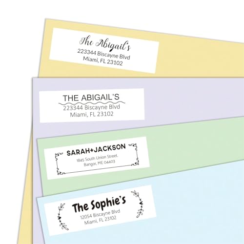 Étiquettes d'adresse de retour autocollantes personnalisées pour enveloppes (blanc, 2 x 5,2 cm)