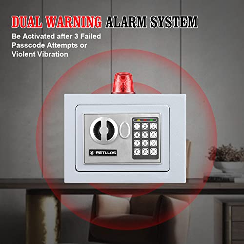 Retllas White Safe Box 0.23 Cubic Feet Electronic Digital Mini Cabinet Safes Solid Alloy Steel Office Hotel Home Safe Lock Box For Cash Jewelry Storage #TOP5
