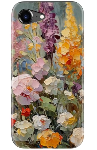 Image of Goodon for iPhone 16e Case Cute - Wireless Charging Compatible - Dual-Layer Hard Shell + Silicone Cover - Protective Phone Case with Trendy Designs for Women - Oil Painting Flowers