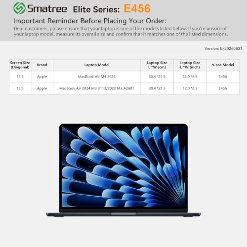 Image of Smatree Laptop Sleeve for 13.6 inch Apple MacBook Air M4 2025 /2024 M3 /2022