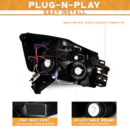WEELMOTO Black Headlights for 2004-2015 Titan & 2004-2007 Armada LED DRL by WEELMOTO - Used condition - Image 4