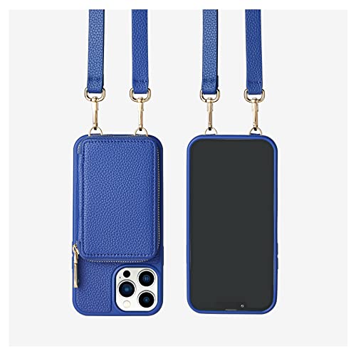 Zve Iphone 12 Pro & Iphone 12 Zipper Wallet Case, Crossbody Phone Case With Rfid Blocking Credit Card Holder Wrist Strap, Purse Cover Gift For Women For Iphone 12 Pro/Iphone 12（6.1 Inch）-Navy Blue #TOP7