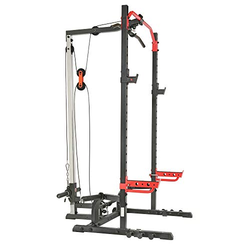 Sunny Health & Fitness Power Zone Squat Stand Rack Power Cage With Lat Pull Down Attachment And Weight Bench #TOP1