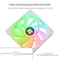 Thermalright TR TL-C12CW-S X3 CPU-Lüfter-3er Pack,120-mm-Gehäuselüfter,5V ARGB-Lichteffekt einstellbar - 3-polige LED-Schnittstelle,Stoßdämpfung,4-poliges PWM-Netzteil - 1550 U/min Geschwindigkeit – Ansicht 5