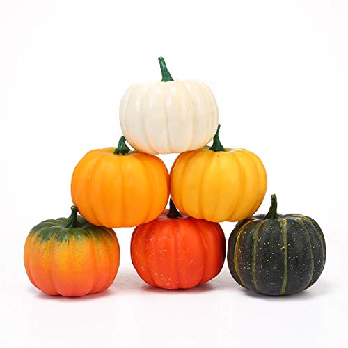 KOBWA Artificial Pumpkins, Realistic Fall Harvest Mini Foam Simulation Pumpkins Model Props Decorations Set for Halloween Thanksgiving Christmas New Year Home Party Decor Fall Crafts for Kids