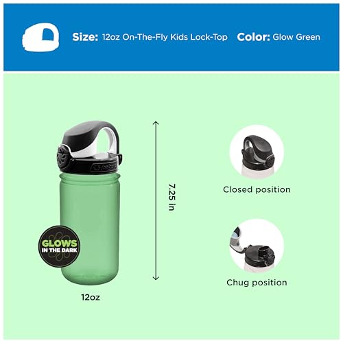 Image of Nalgene Kids' 12 oz On The Fly Lock-Top Water Bottle, Glow Green