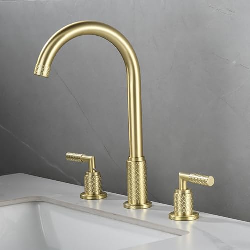 Mitigeur de lavabo pivotant à 360° double poignée or